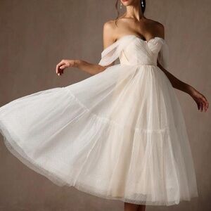 Azazie Strapless Cream Dress